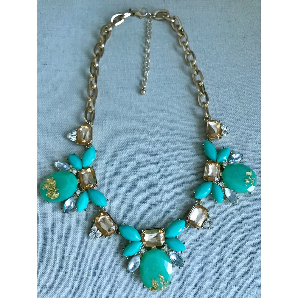 Teal and Gold Statement Necklace
